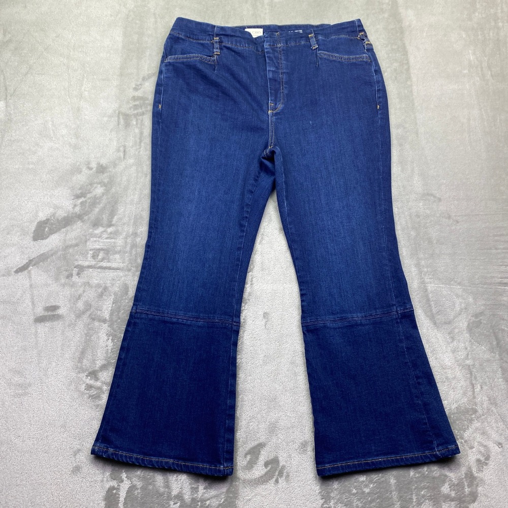 Pilcro Anthropologie‎ High Rise Flare Jeans Dark Wash Seam Detail Size 33 Grunge